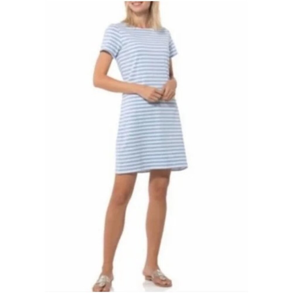 Sail to Sable Classic Sailor Stripe Short Sleeve Comfy Cotton Blend Dress Size M